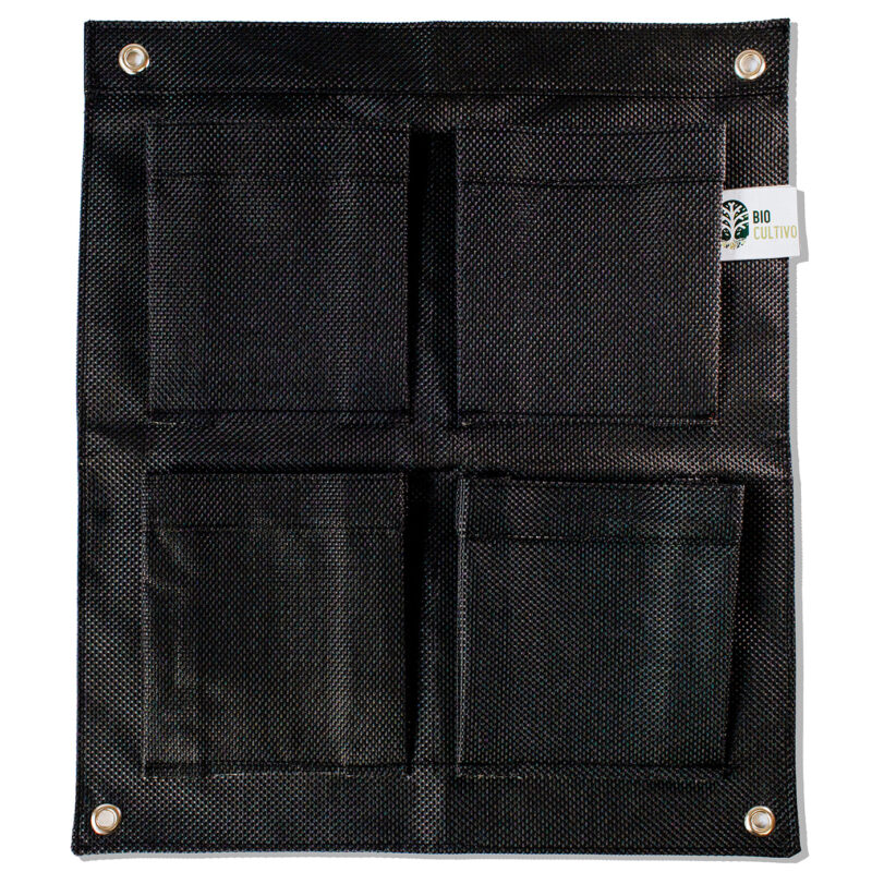 Jardineira vertical 2x2 com 4 bolsos em malha respirável para cultivo em parede