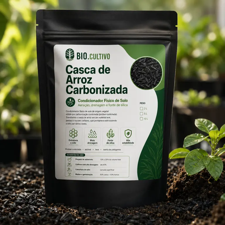 Casca de arroz carbonizada